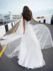 2022 Beach Bridal Wedding Gowns Sleeveless Side Slit V Neckline Pearls Wedding Dresses For Bride Lace Up Back