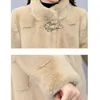 女性の毛皮のフェイク冬の温かい毛皮のコート衣類ファッションプラスサイズブラックルーズスタンドカラーロングミンクオーバーコートスノーパルカコート221123