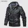 Cuero de los hombres Faux CARANFIER Mens PU Chaquetas con capucha Abrigos Motocicleta Biker Chaqueta Hombres Clásico Ropa de invierno Tamaño europeo 221122