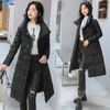 Женская модная мода Shiny Mid Dlonge Hotte Hover Женщины 2022 Зимняя корейская версия Slim A-Line Stand Jacket JD1689
