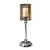 Romantyczny szklany świecznik Vintage srebrne świecy uchwyty domowe ozdoby ślubne festiwalu