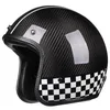 Motorcykelhjälmar Öppna Half Face Chopper Biker Vintage Motocross For Man Women 3/4 Moto Bike Free Present Motorcykel Helm Dot Carbonfiber