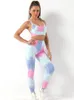 Active Set Two Piece Set Women Clothing Yoga Gym Leggings Sports BH Fitness Fashion Printing Seamless Conkomunto
