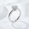 Classic Style 6 Garras anel 1CT Moissanite Silver925 Def Vvs Round Round Brilliant Cut Moissanite