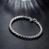 Bracelets de link Moda 925 Selo Bracelete de cor prata para mulher Fina Fine 4mm Round Lattice Wedding Party Gift Street All-Match Jewelry