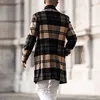 Men's Wool Blends Plaid Printed Mid-length Woolen Coat Fall/Winter Fashion Casual High Street Quality Suit Collar 221123