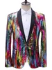 Men's Suits Blazers Mens Shining Colorful DJ Singers Nightclub Costume Stylish Suit Jacket Stage Striped Sequin Men 221122