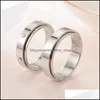 Band Rings Stainless Steel Rotatable Ring Band Finger Rotating Couple Diamond Rings Wedding Engagement Bands For Men Women Jewelry D Dhxuw