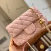 17 cm 20 cm Womens Designer Classic Mini CF Flap Square Shoulder Bags With Gold Crush Ball Purse Lambskin Cosmetic Case Outdoor Saoche Designer Handväskor 17cm/20cm