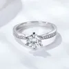 Classic Style 6 Garras anel 1CT Moissanite Silver925 Def Vvs Round Round Brilliant Cut Moissanite