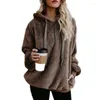Damen Hoodies Winter Frauen Sherpa Übergroße Fleece Kapuzenpullover Lose Flauschiger Mantel Warme Streetwear