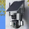 4K Dual Lens IP cameras Two Way Audio Floodlight 4X 10X Zoom Battery Powered Human Tracking 8MP Wifi 4G y5 Solar PTZ Camera