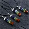 Other Jewelry Sets 7 Chakra Necklace Healing Irregar Natural Stone Agate Crystal Stacking Pendant Necklaces Organ Seven Believe Fash Dhlyw