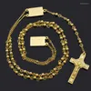 Pendentif Colliers ATGO Chapelet Perles Jésus Croix Religieux En Acier Inoxydable Collier Femmes Hommes Chaîne Pour Hommes BRN18
