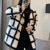 Frauen Jacken Schachbrett Lamm Fleece Mantel für Frauen 2022 Neue koreanische Version lose und verdickte, vielseitige leichte, schicke Haarmantel