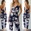 Kvinnors jumpsuits rompers mode kvinnor rygglös blommig jumpsuit ärmlös rem vneck romper office lady sling laceup blommor jumpsuit sommar 221123