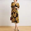 Party Dresses Women's Blouses Tops Silk Floral Printed Office Formal Casual Plus Large Size Spring Summer Sexy Femme Golden Flower