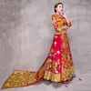 Vêtements ethniques Robe de mariée traditionnelle chinoise rouge Qipao Costume national Femmes Style d'outre-mer Mariée Broderie Cheongsam S-XL