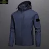 plus size coat Spring and Autumn Stone Men's Jacket island Stand Collar Hooded Solid Men's Casual Windproof Outdoor Is land Jacket Coat New2023