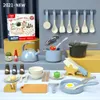 Cozinhas jogam comida para crianças Simulação Cooking Toy Set Sound Função Light Pan Bowl Kids Fingend Cookware Kit Presentes 221123