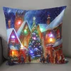 Christmas Decorations 45cm Glowing Santa Claus Pillowcase with Led Lights 2023 Year Decoration for Home Christmas Ornament Decor Led Cushion Cover 221123