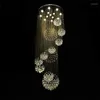 Lustres Moderne Grand Lustre En Cristal Luminaire Pour Hall D'escalier Escaliers Foyer Longue Spirale Lustre Plafonnier