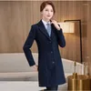 Capas de zanja para mujeres Fashion Otoño Invierno Invierno Oficina de trabajo Damas Trabajo de trabajo Pareja de lana larga Elegante Ol Styles