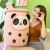 Panda Bubble Tea Travesseiro Pelúcia Gigante Boba Brinquedos de Pelúcia Macio Recheado Frutas Leite Xícara de Chá Urso Boneca Almofada Decoração de Casa