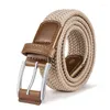 Belts Female Casual Knitted Pin Buckle Men Belt Woven Canvas Elastic Expandable Braided Stretch For Women Jeans Corset