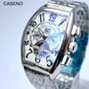 Zegarek szkieletowe automatyczne mechaniczne męże zegarki Top marka luksusowa wojskowa zegarek ze stali nierdzewnej męskie zegary Caseno 221122