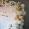 Kerstdecoraties 98 PCS Witte ballonnen Garland Arch Kit Confetti Metallic Gold Pastel Latex Ballon Baby Shower Verjaardag Afstudeer Feest Decor 221122