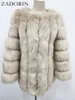 Femmes Fourrure Faux ZADORIN S-4XL hiver luxe Manteau mince longue rose rouge bleu veste femmes Faux manteaux Manteau Fourrure 221123