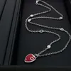 2023 bijoux argent Antique bleu amour émail collier mode simple clavicule chaîne net rouge même style