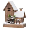 Christmas Decorations Wooden House Lighting Village Battery Operated Winter Landscape Decoration For Gift Desktop Ornament