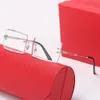 Designer-Carti-Brille für Herren, Lunettes, Luxus-Sonnenbrille, modische Sonnenbrille mit quadratischem Diamantschliff, randloser Rahmen, goldfarbene Wrap-Brille mit Etui, Damen-Sonnenbrille