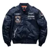 Skórzana sztuczna kurtka hip -hopowa męska Wysokiej jakości gruba armia granatowa biała motocykl wojskowy MA 1 Pilot Baseball Bomber 221122