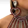 Hoop Earrings 2022 Fashion Shiny Crystal Geometry Oversize Heart Pendant Women's Luxury Rhinestone Jewelry Acc