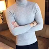 Erkek Sweaters Kollu Twist Twitt Slim Sweater Erkek Kazak Erkekler Örgü Kış Kış Renkli Kaplumbağa Boyun Uzun