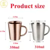 Mugs 310350ml 304 Stainless Steel Double Layer Coffee Cup Creative Water Heat Insulation Beer Drinkware 221122