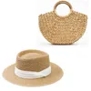 Bérets ensemble chapeau de paille et sac pour femme pur tissé à la main rétro élégant magnifique concepteur vacances plage 2022