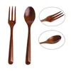 Set di stoviglie Set ecologico Forchetta con manico in legno Utensile da cucina creativo Cucina artigianale Stoviglie per la casa