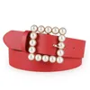 Cinturones de moda perla cinturón decorativo damas aleación cuadrado hebilla de hebilla con incrustaciones diseño de lujo cintura para mujeres