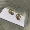 Designer Stud Earrings Brass Diamond Inlaid Letters Earring Designer for Women Fashion Popular Classic Luxury Brand Party Home Ladies