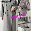 Women's Wool Blends Women en Coat Loose Overcoat Double-breasted Cashmere Thick Long Black Outwear Dust Female Autumn Winter 221123