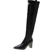 Designer Boots HBP Knee Women's Autumn and Winter New Pointed Thick Thigh High Heel Heeled Sleeve Thin Knight Woman Shoes 220726