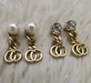 Pendientes de abalorios de diamantes y perlas a la moda aretes para mujer, fiesta, boda, compromiso, amantes, regalo, joyería con caja NRJ