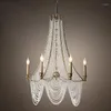 Lustres American Lustre K9 Cristaux E14 Lustre Rétro Or Métal Pendentif Éclairage Intérieur Suspendre Lumière Déco Lampe Luminaires