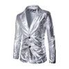 Herren Anzüge Blazer Mode Reflektierende Stoff Zwei Stück Männlich Herbst Plus Größe Shiny Silber Casual Set Männer Slim Fit Blazer 2 221123