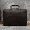 Briefcases 17" Men Genuine Leather Travel Bag Shiny Real Tote Briefcase Large Capacity Cowskin Hand Business Multi-pocket