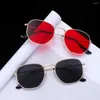 Lunettes de soleil moto 2023 rétro UV400 métal cadre hommes femmes petit carré polygone miroir lentille luxe conduite lunettes